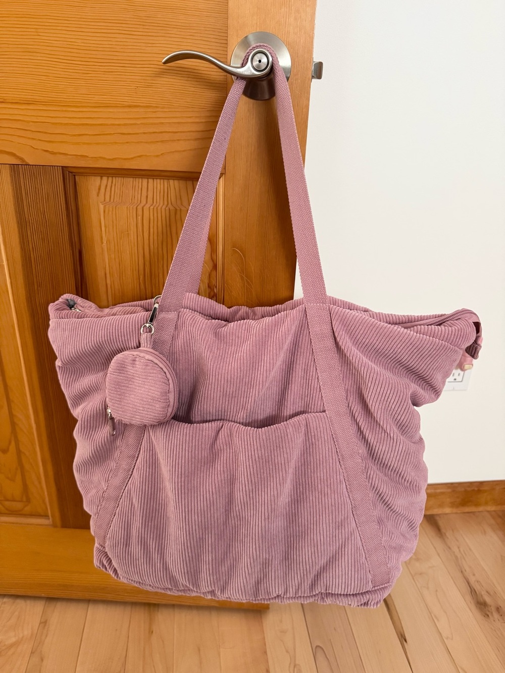 Wild Fable Pink Corduroy Multi-Pocket Tote/Overnight Bag Matching Mini Pouch